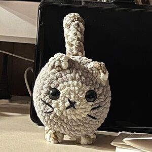 Adorable Gray and Cream Stuffed Cat Toy
Pattern by Fame art with Poonam